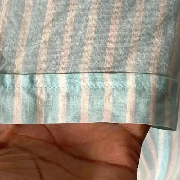 Denim & Flower Ricky Singh Light Blue White Striped Button Front Top Size S - Picture 4 of 8